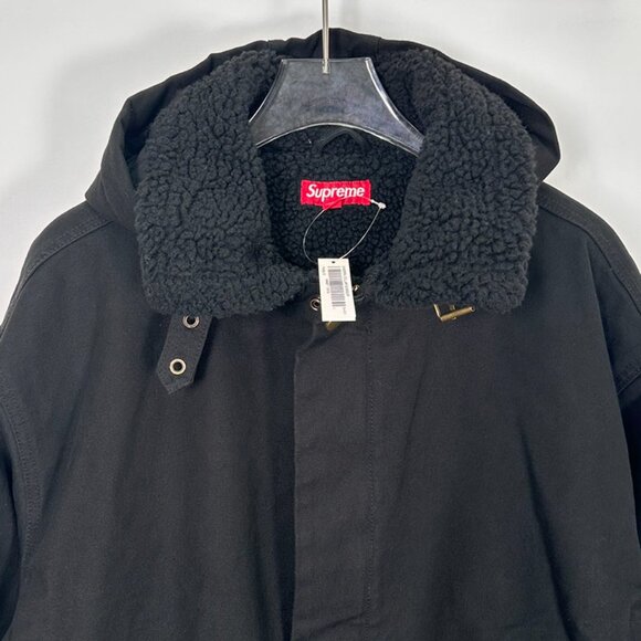 Supreme Faux Shearling-Lined Black Bomber Jacket - Picture 3 of 8